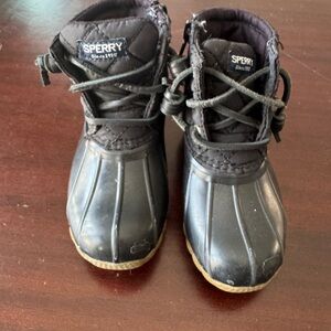 Sperry Kids Black and Tan Rain Boots
